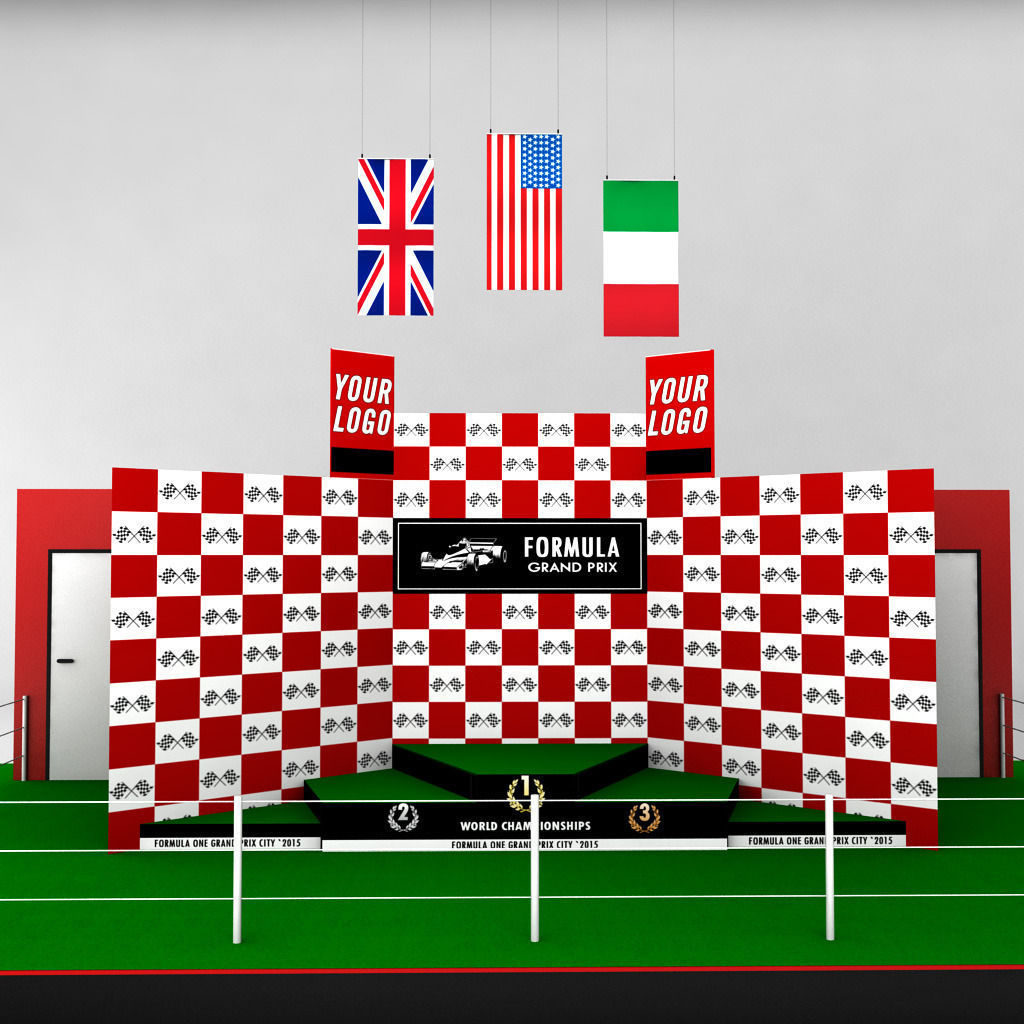 Formula One sport podium Low-poly 3D model_3