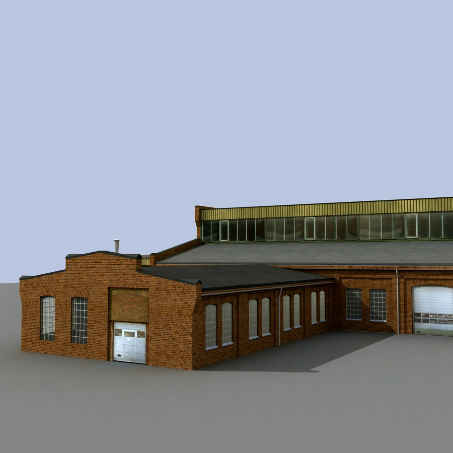 Old european factory complex 3D model_1