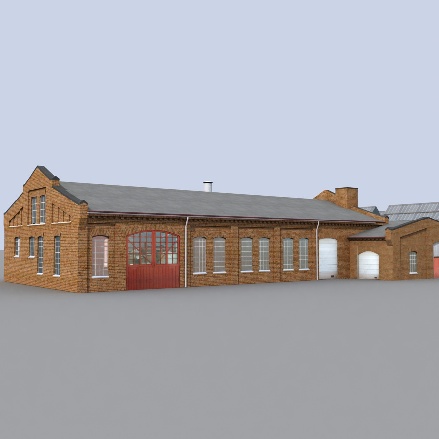 Old european factory complex 3D model_5