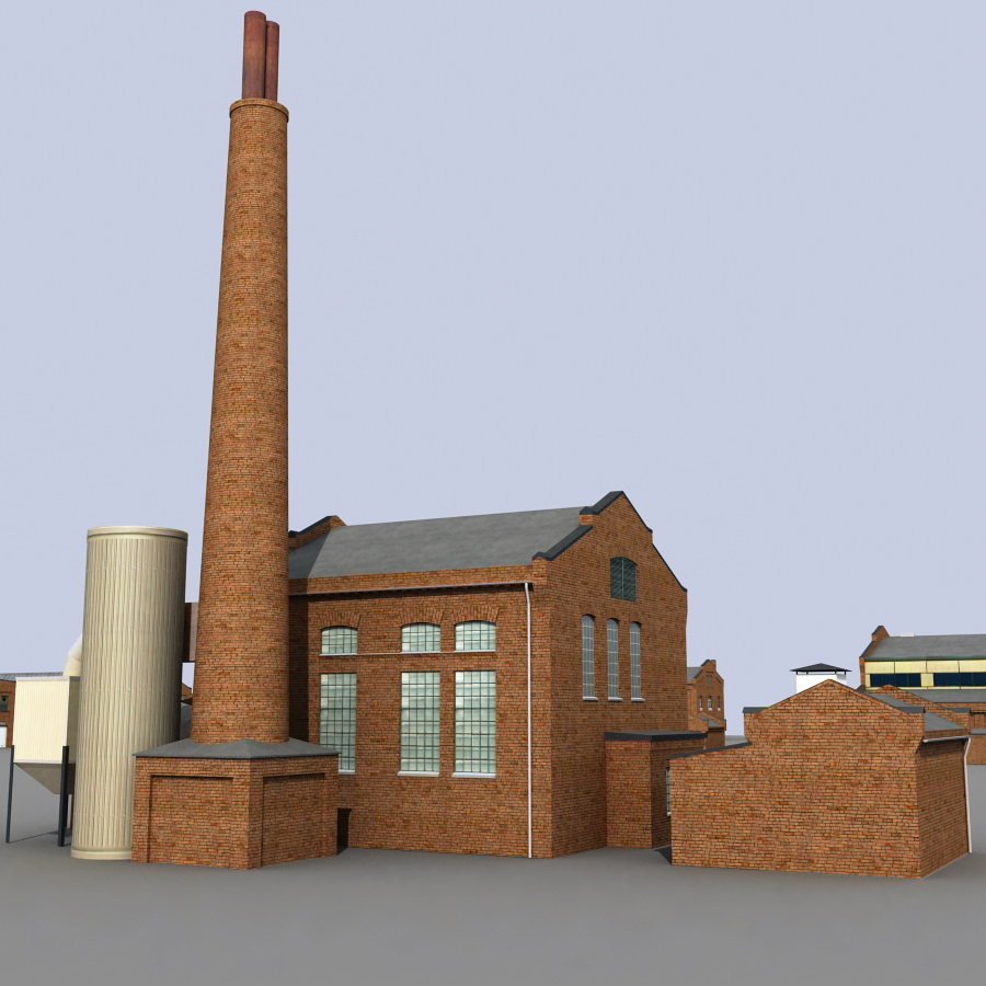 Old european factory complex 3D model_2