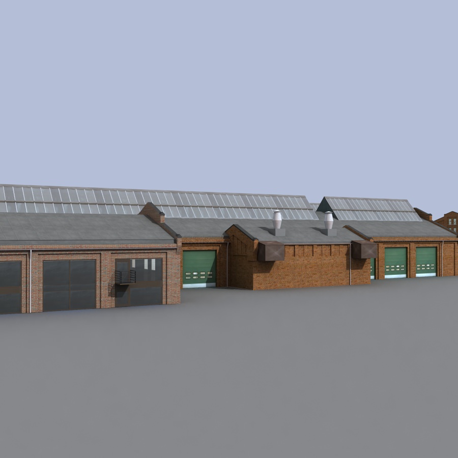 Old european factory complex 3D model_4