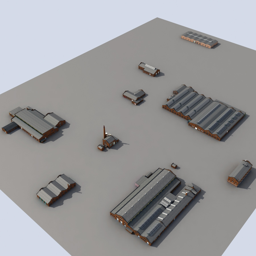 Old european factory complex 3D model_8