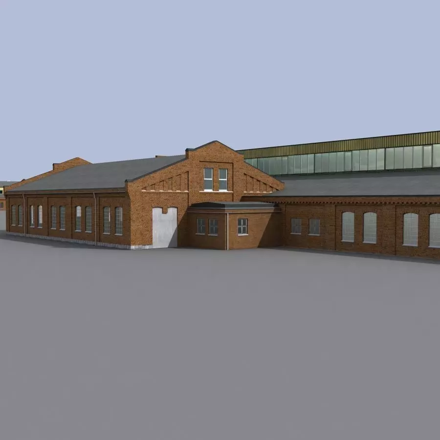 Old european factory complex 3D model_0