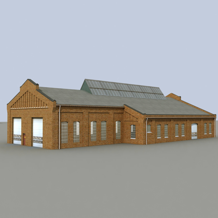 Old european factory complex 3D model_3