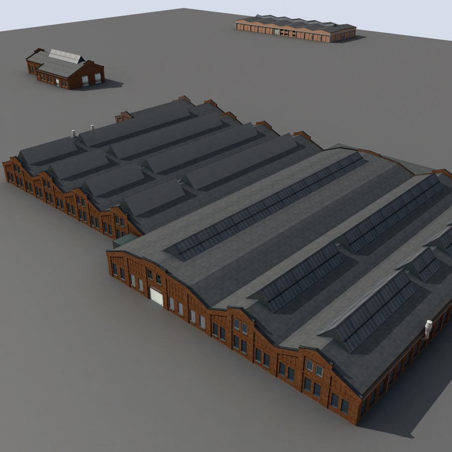 Old european factory complex 3D model_9