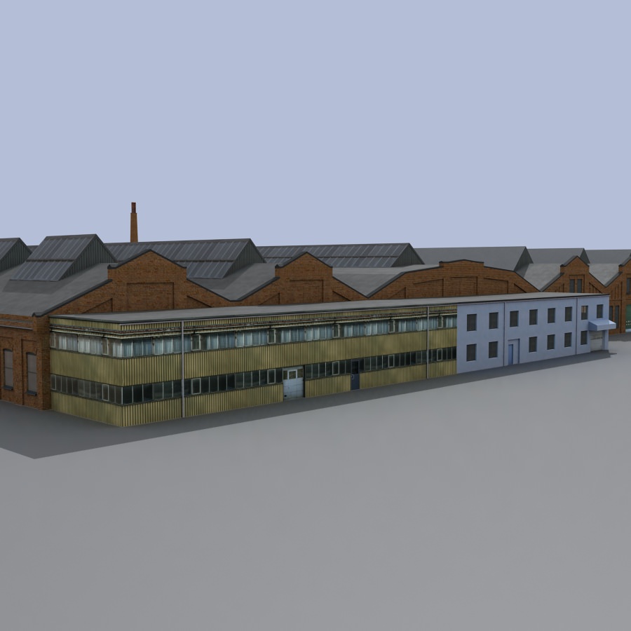 Old european factory complex 3D model_7