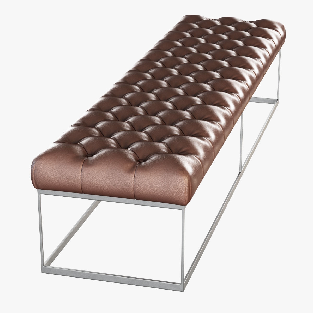 Brown leather banquette eich 0432 3D model_1