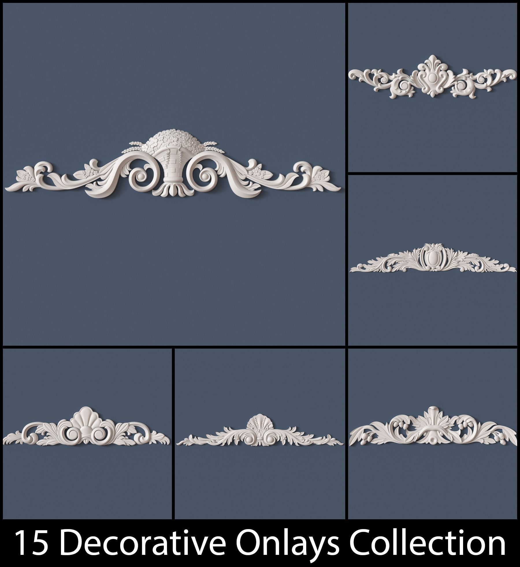 15 Decorative Onlays Collection 3D model_0
