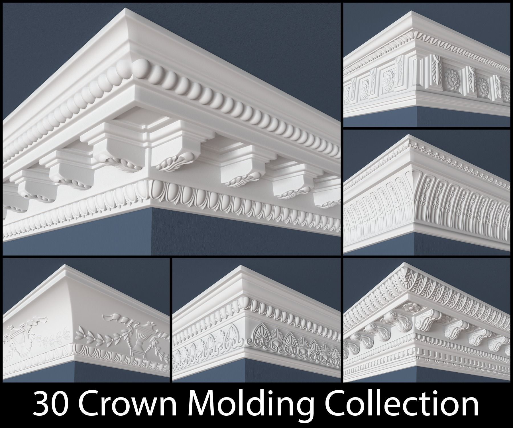 30 Crown Molding Collection  3D model_0