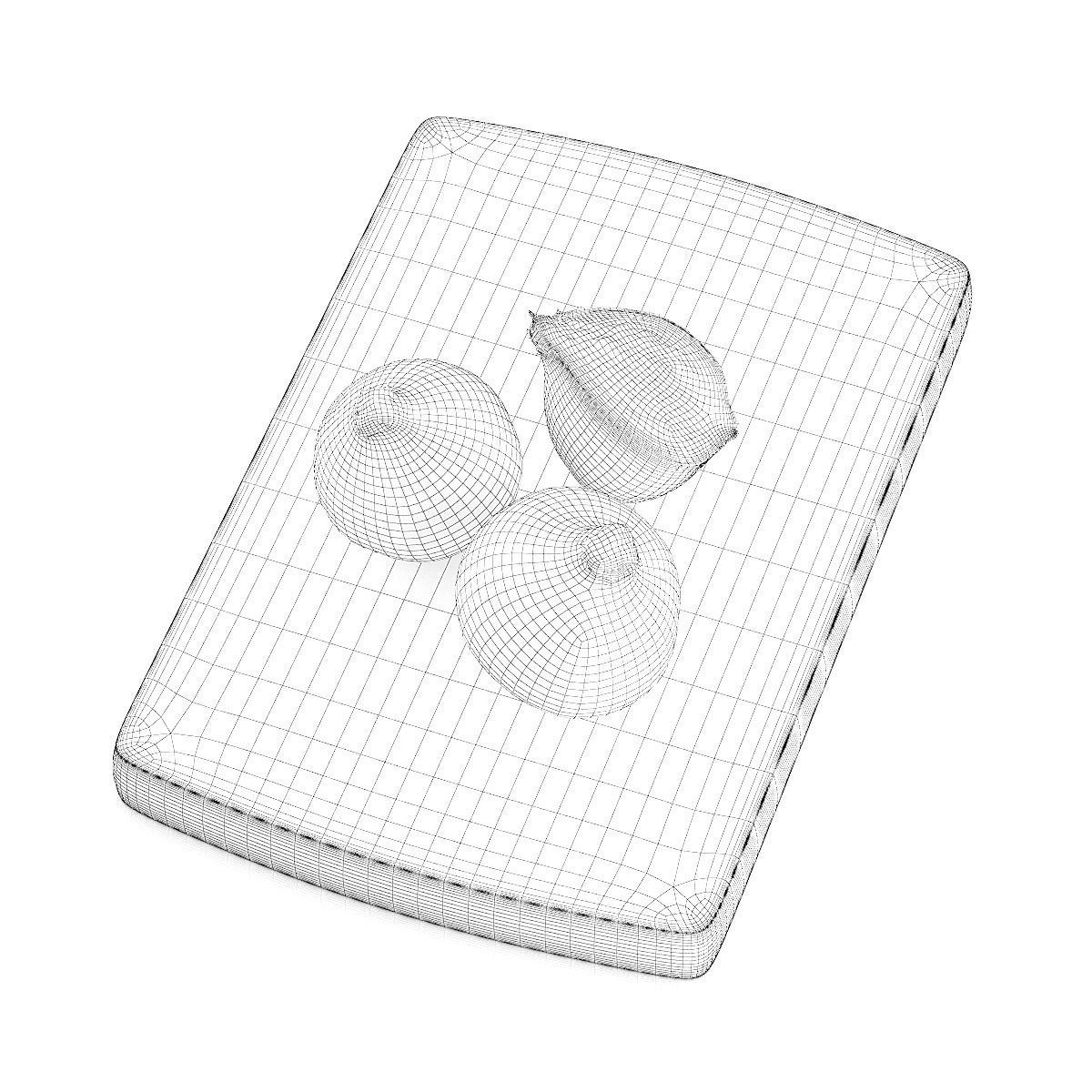 Onions onion on wooden cutting board 3D model_7