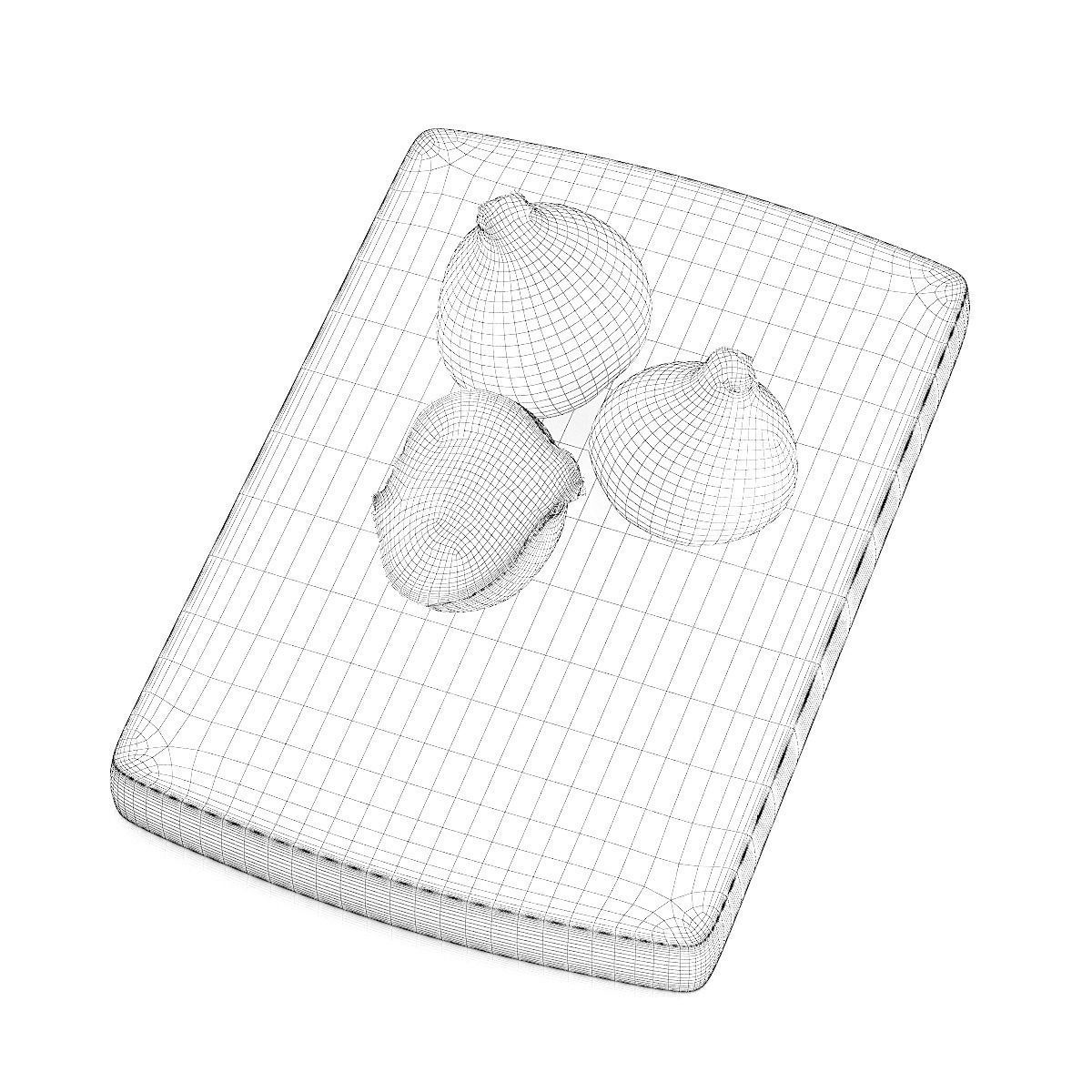 Onions onion on wooden cutting board 3D model_1