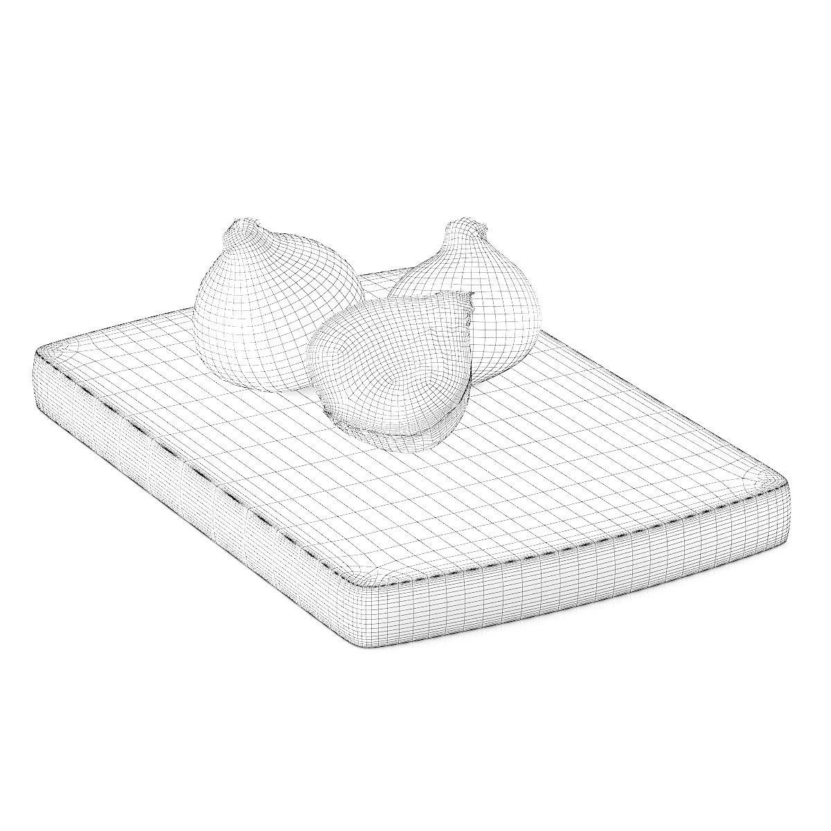 Onions onion on wooden cutting board 3D model_3