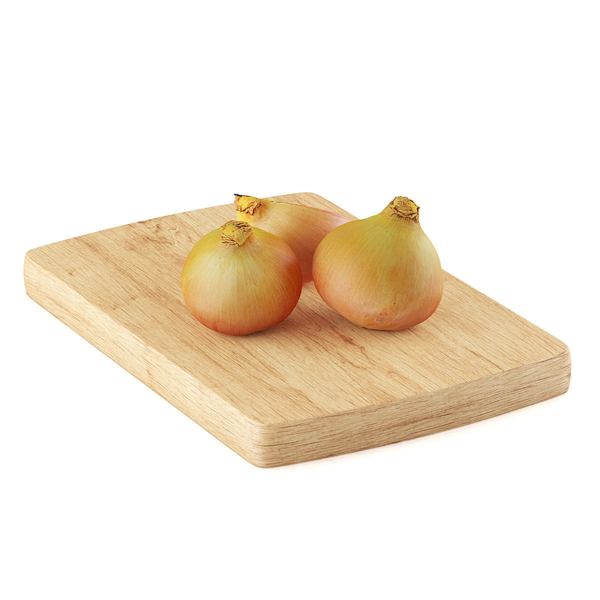 Onions onion on wooden cutting board 3D model_4