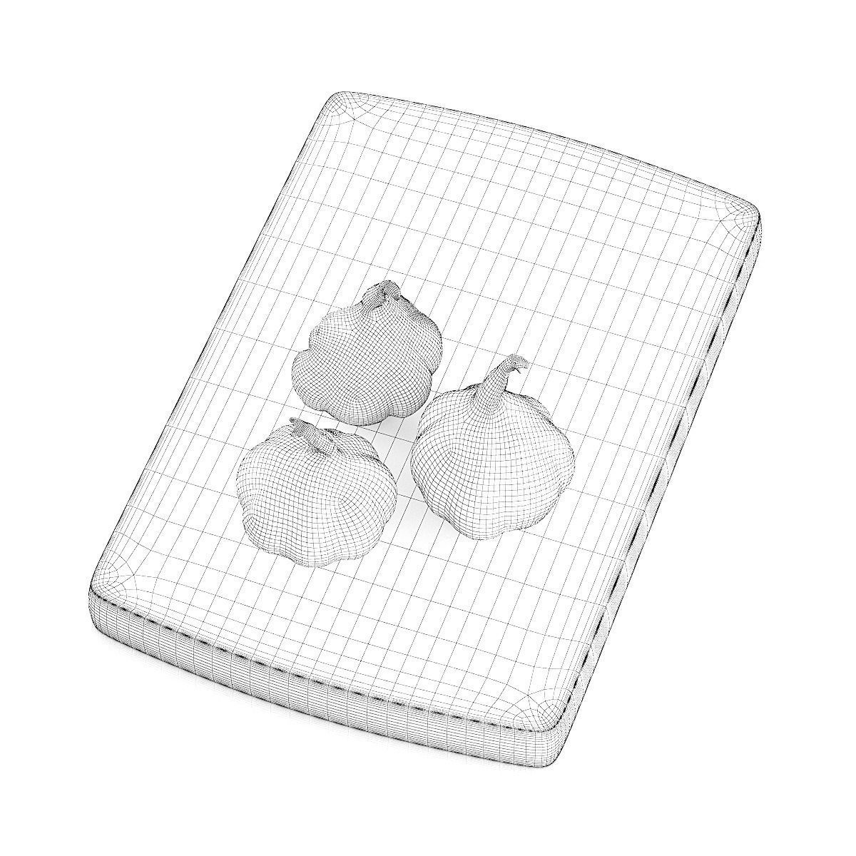 Garlic three cloves on wooden cutting board 3D model_7