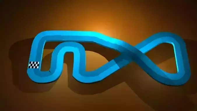 Mini game race track two Low-poly 3D model