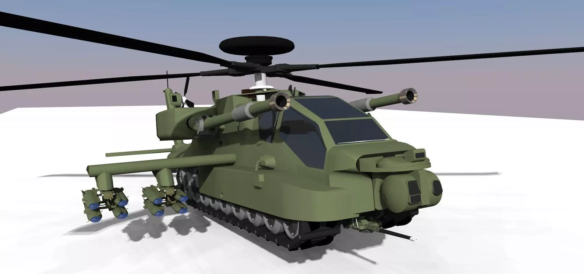 helicopter and tank Free 3D model