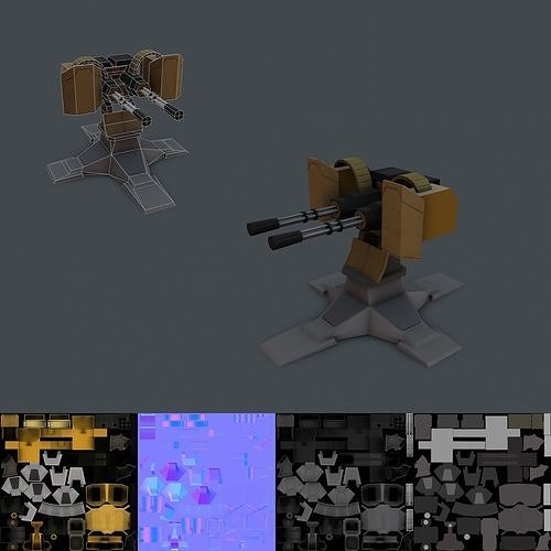 Gatling Gun Low-poly 3D model