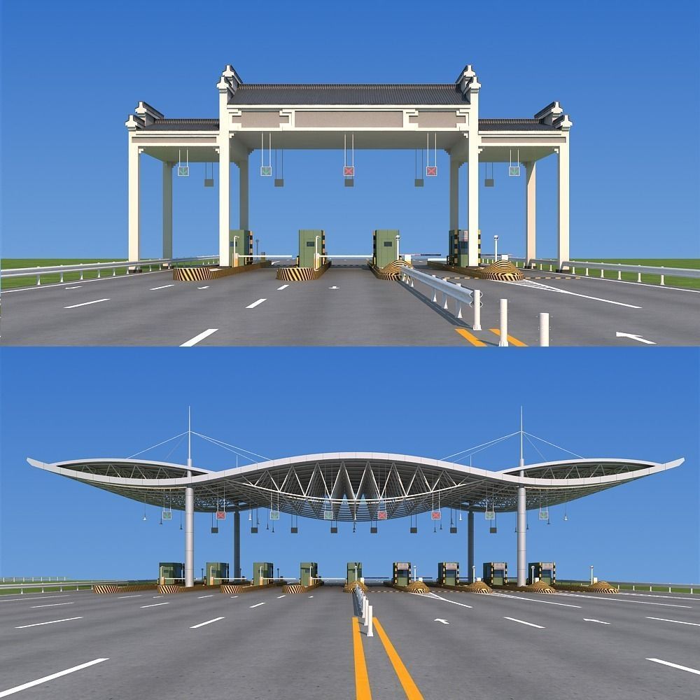 Highway toll station 3D model_1