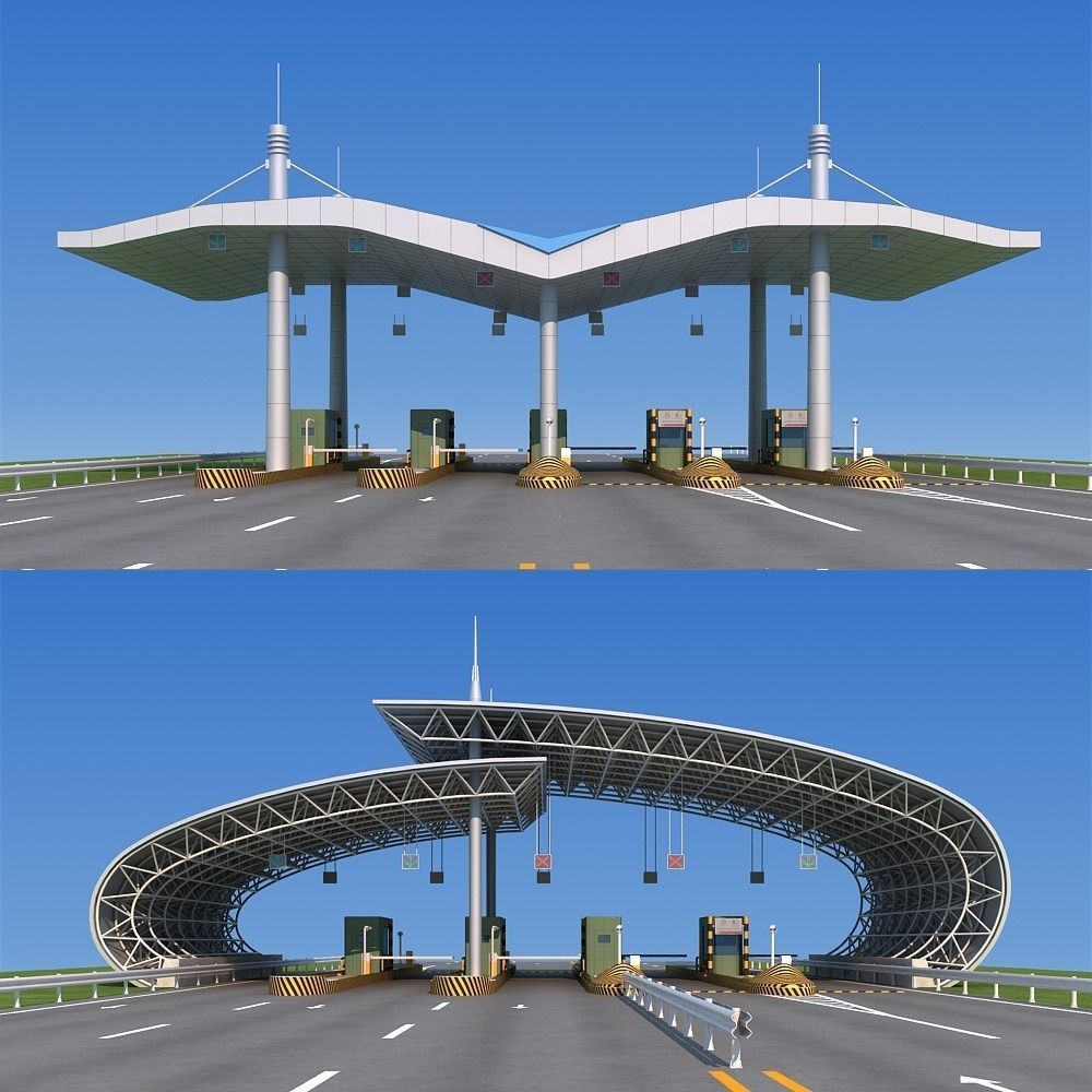 Highway toll station 3D model_3
