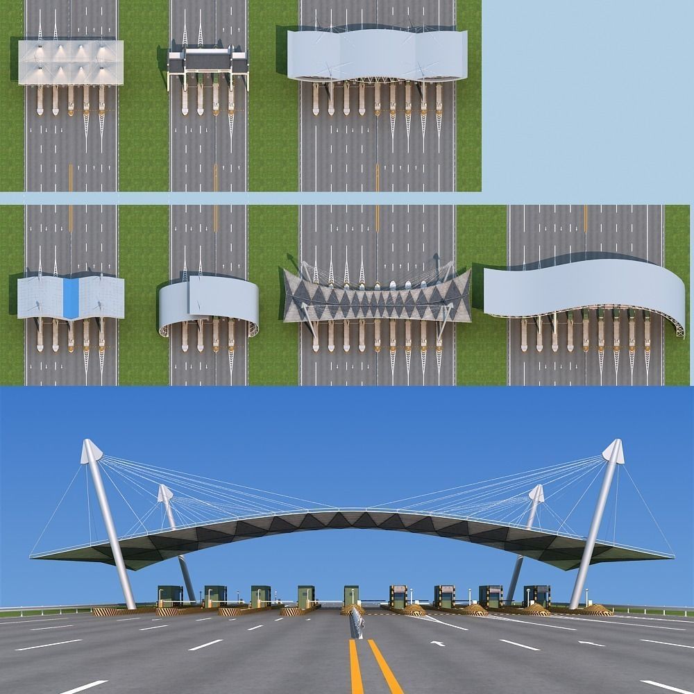 Highway toll station 3D model_0