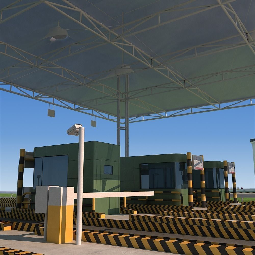 Highway toll station 3D model_6
