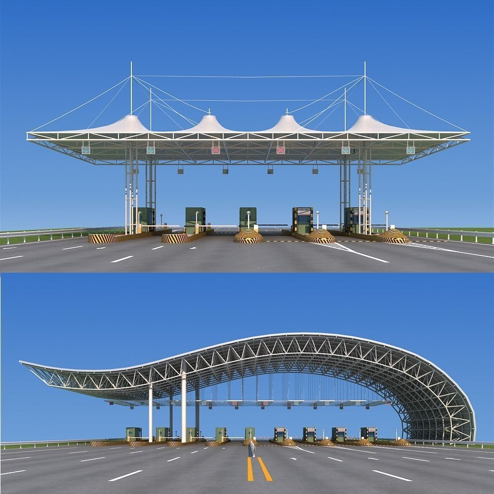 Highway toll station 3D model_2