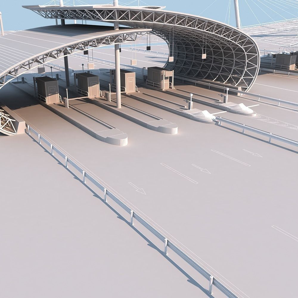 Highway toll station 3D model_7