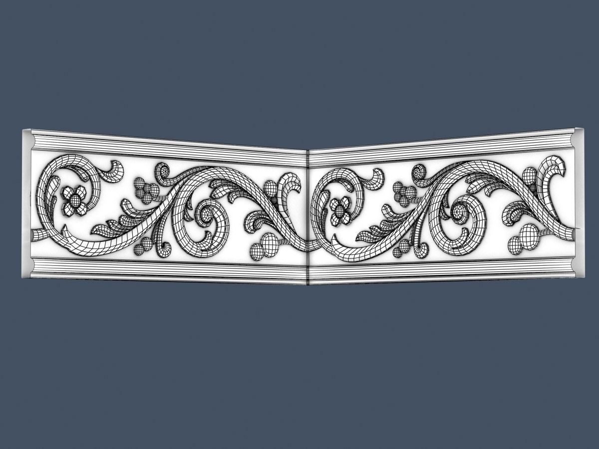 Frieze decorative crown moulding 3D model_5