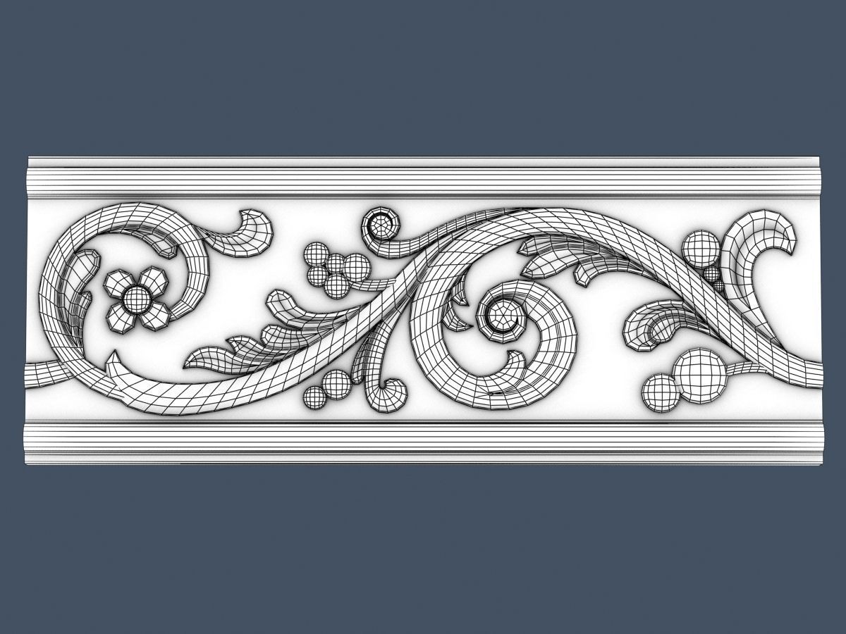 Frieze decorative crown moulding 3D model_4