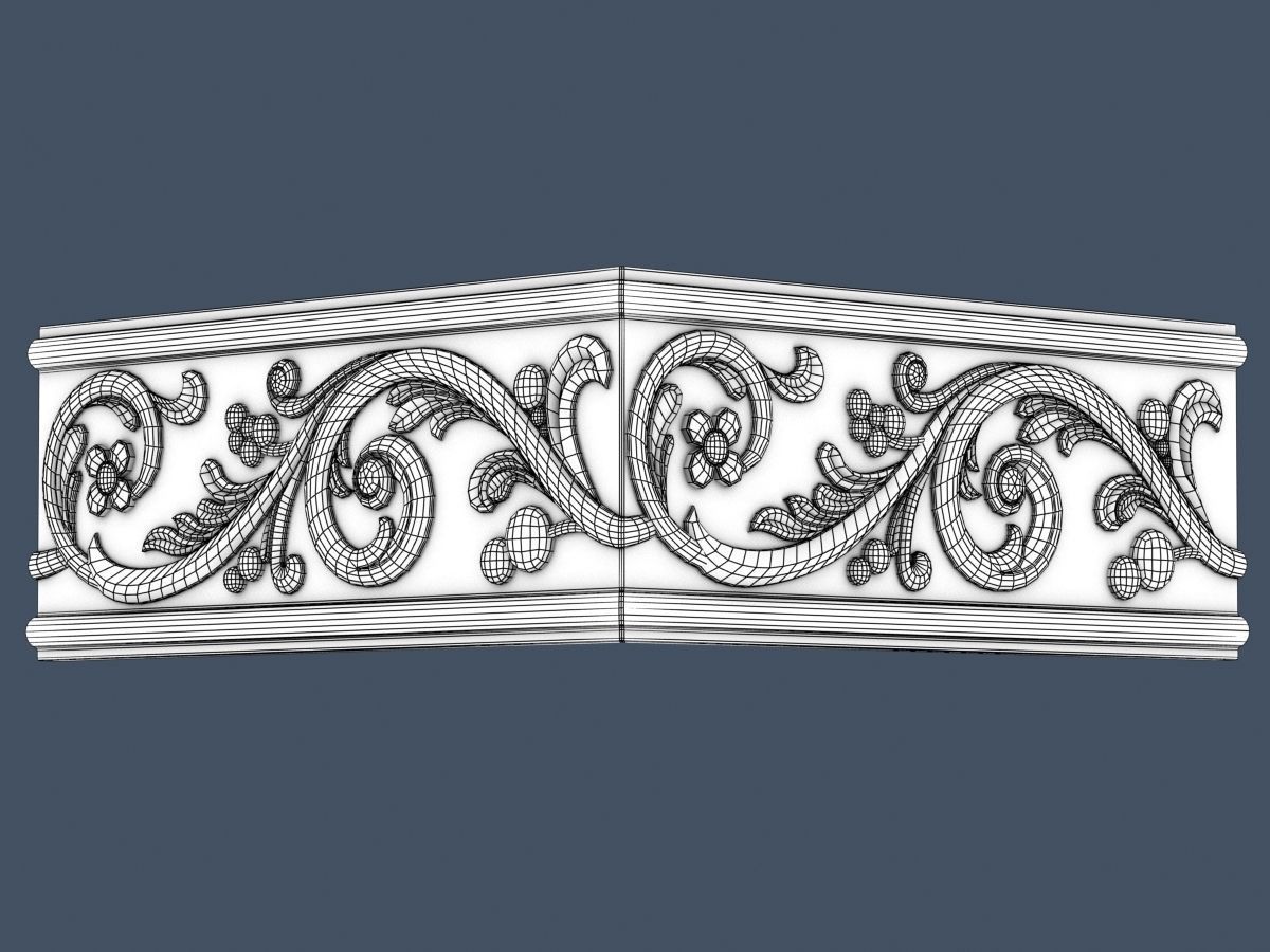 Frieze decorative crown moulding 3D model_3