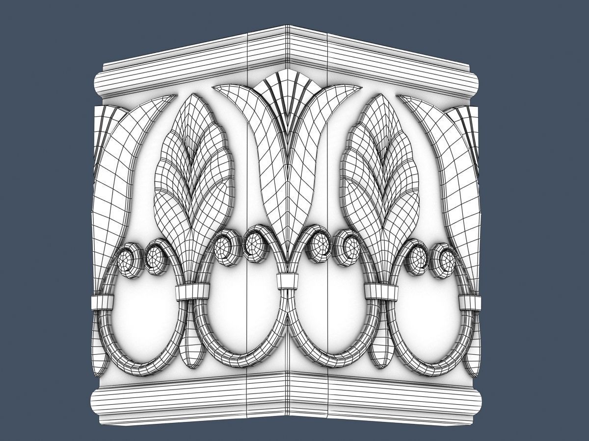 Frieze decorative crown moulding 3D model_3