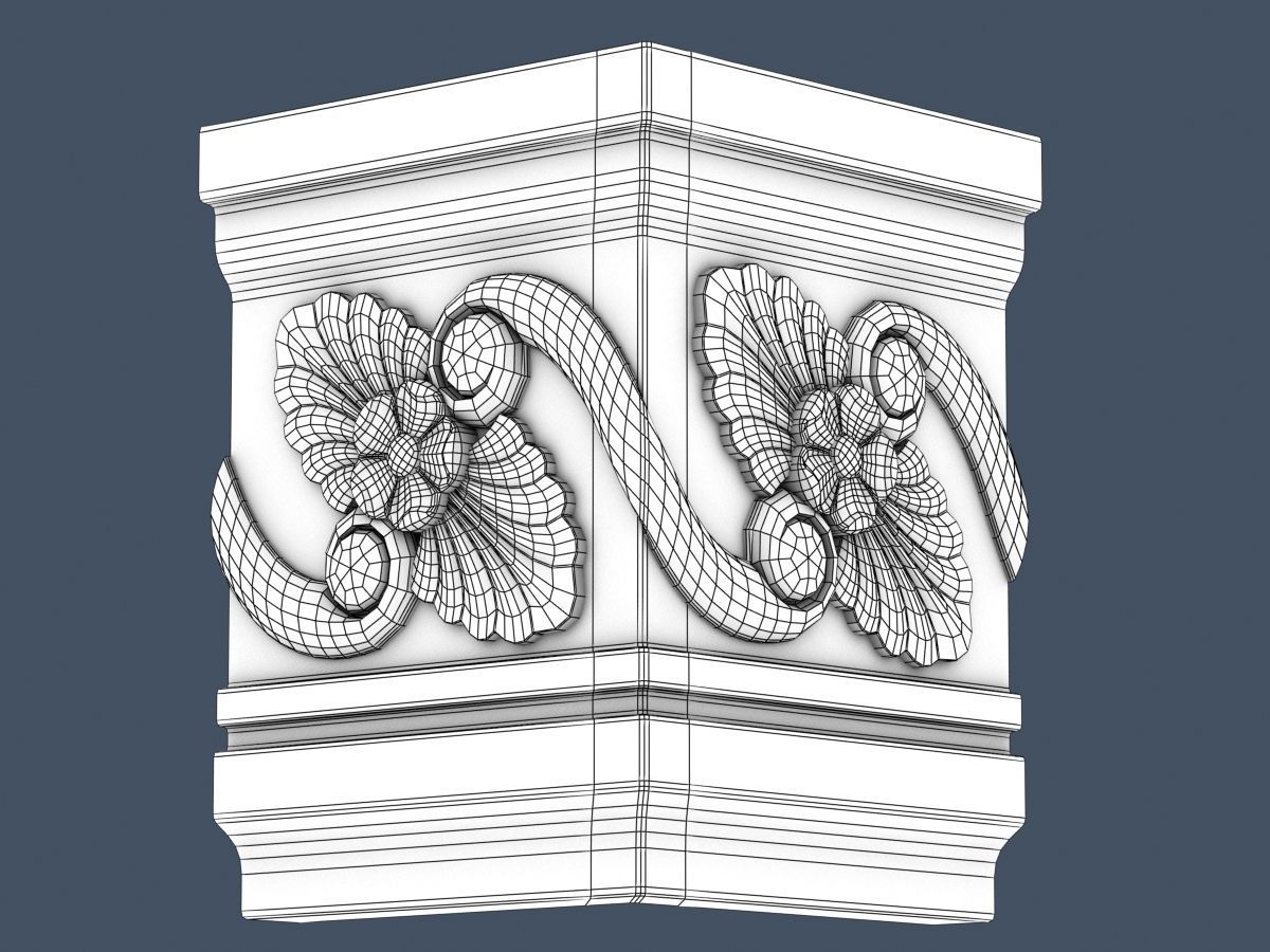 Frieze decorative crown moulding 3D model_3