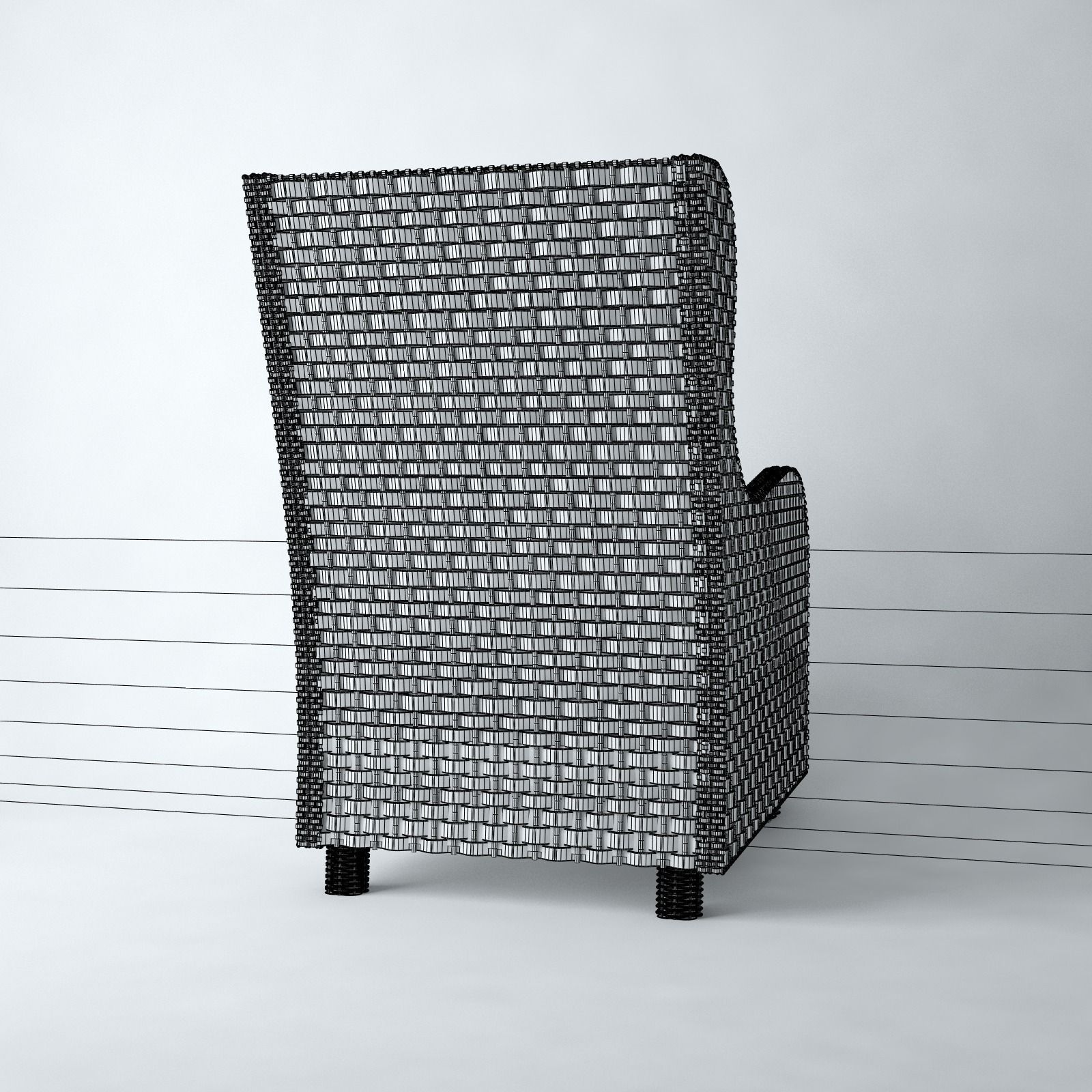 Rattan chair 3D model_4