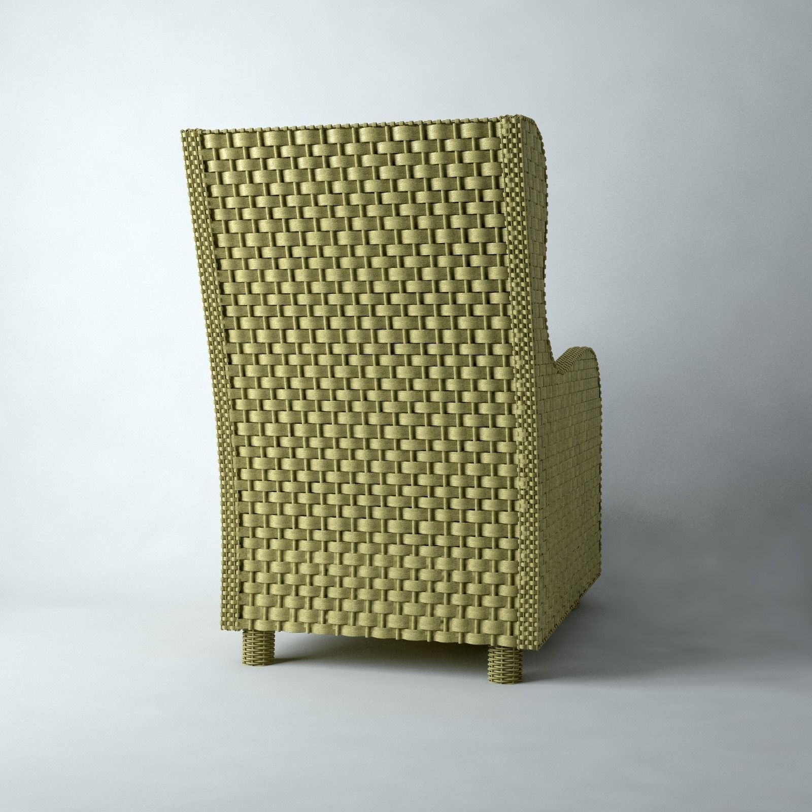 Rattan chair 3D model_3
