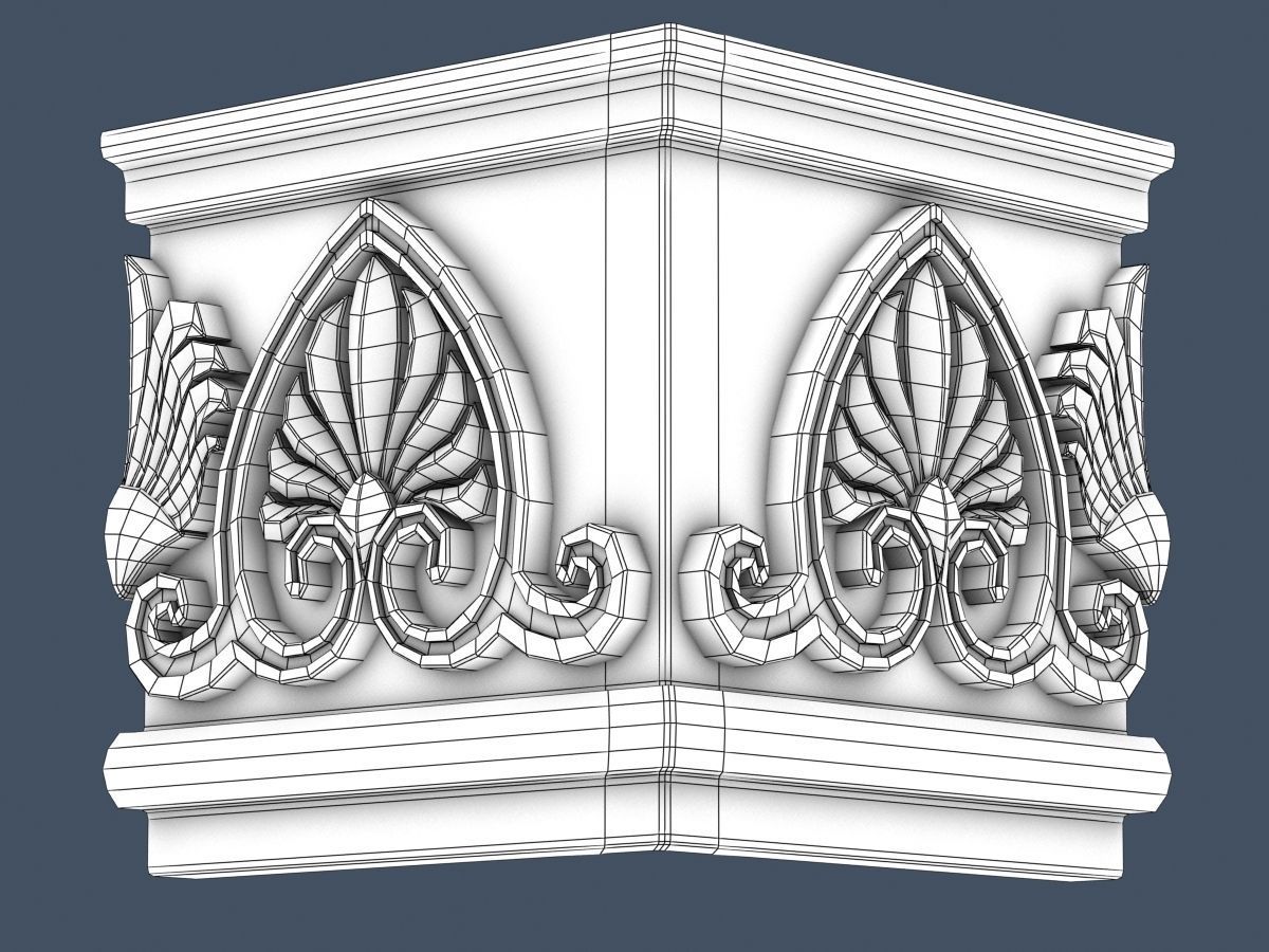 Frieze decorative crown moulding 3D model_3