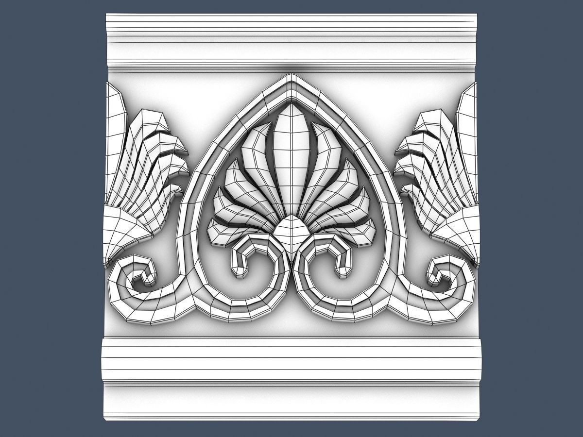 Frieze decorative crown moulding 3D model_4