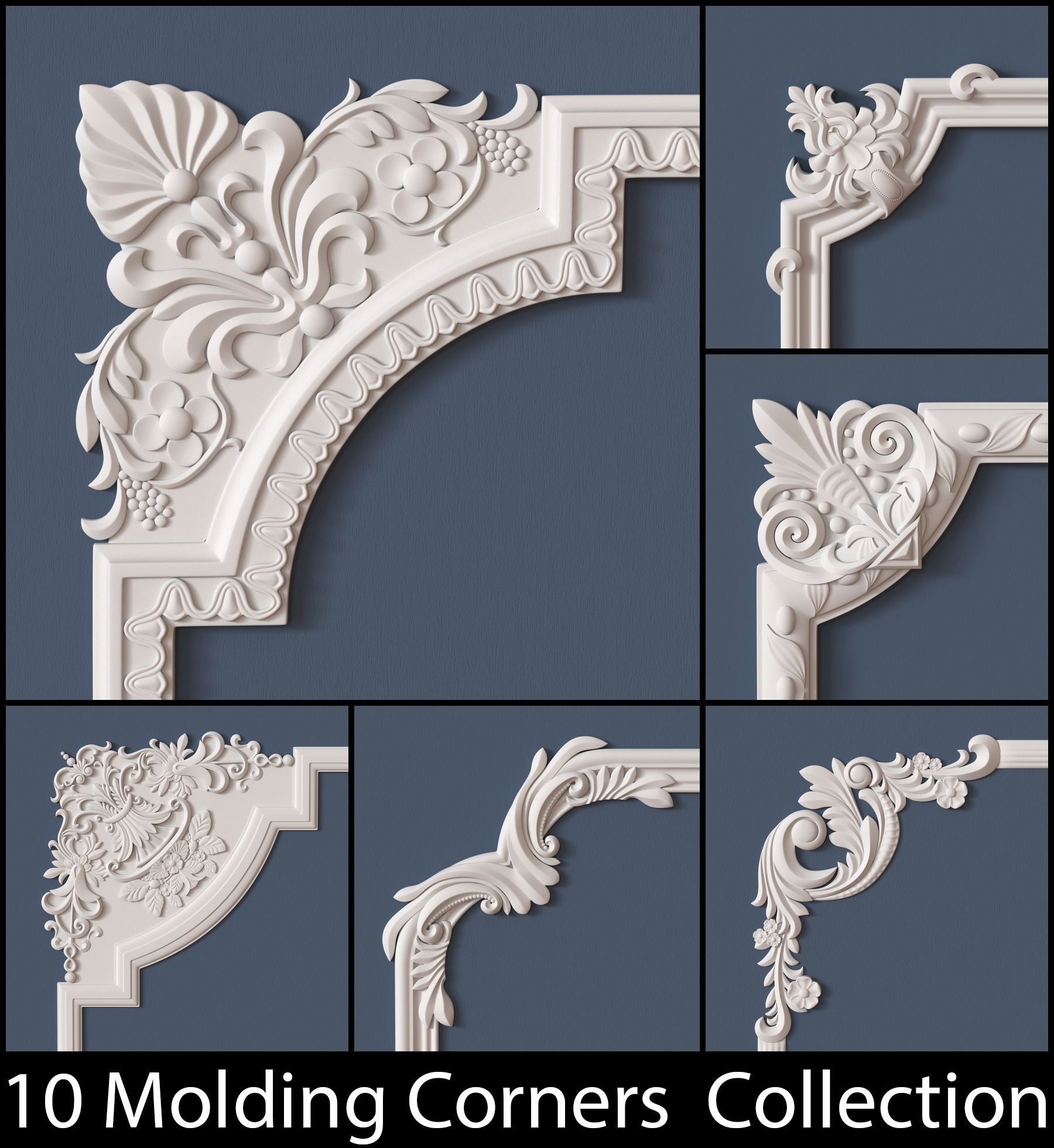 10 Molding Corners Collection  3D model_0