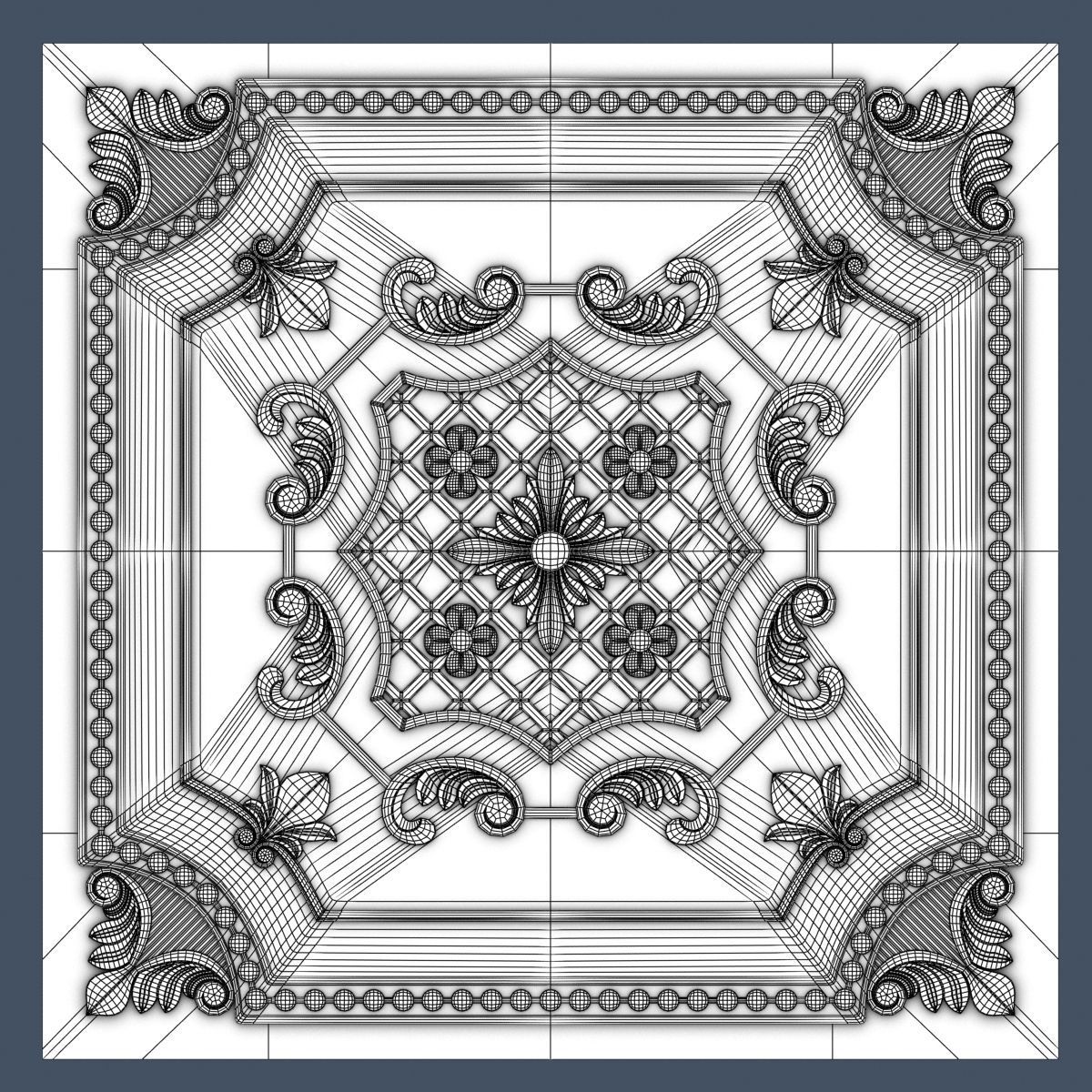 Decorative Ceiling Tile 3D model_3