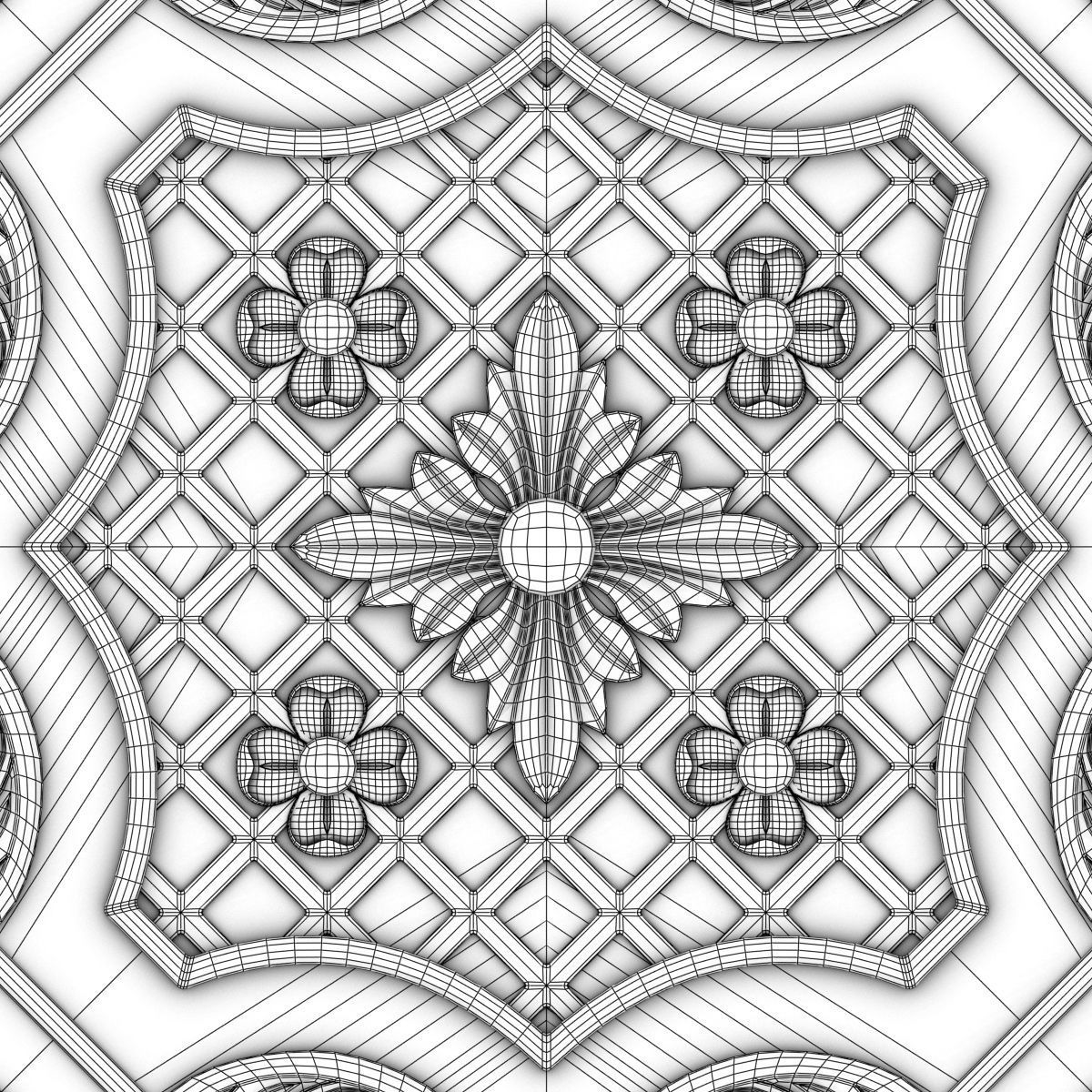 Decorative Ceiling Tile 3D model_5