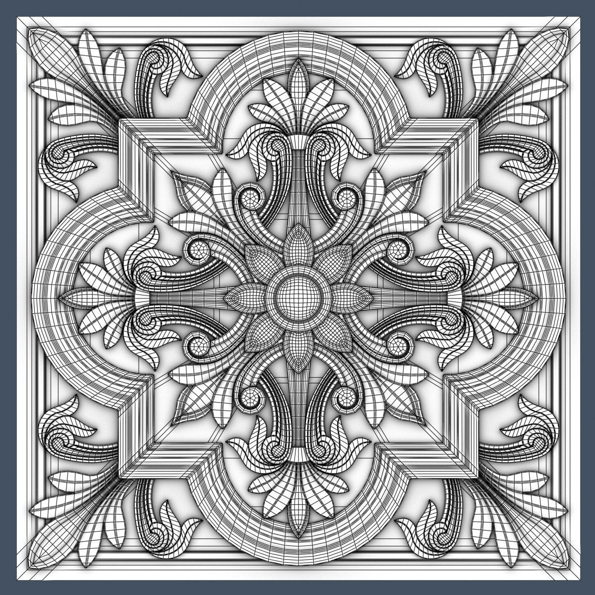Decorative Ceiling Tile 3D model_3