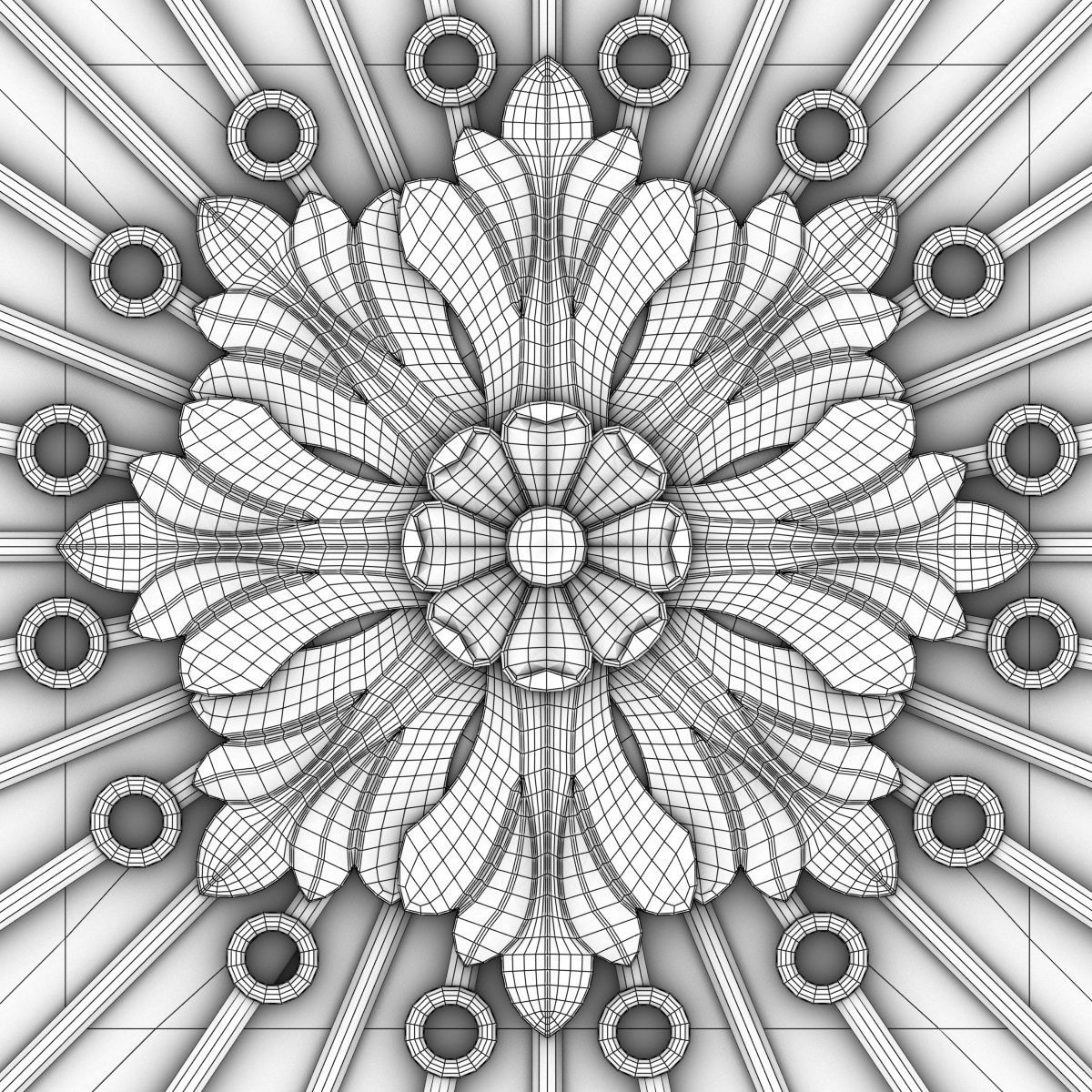 Decorative Ceiling Tile 3D model_5