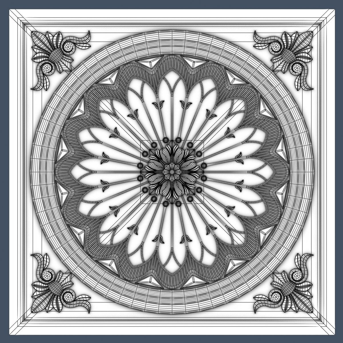 Decorative Ceiling Tile 3D model_3