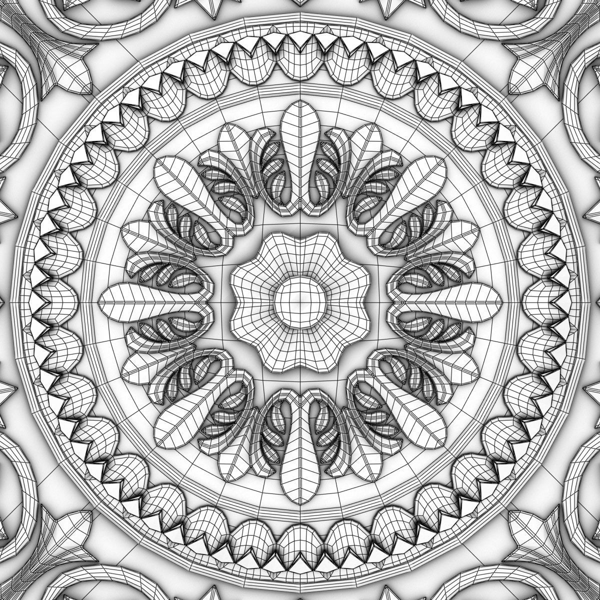 Decorative Ceiling Tile 3D model_5