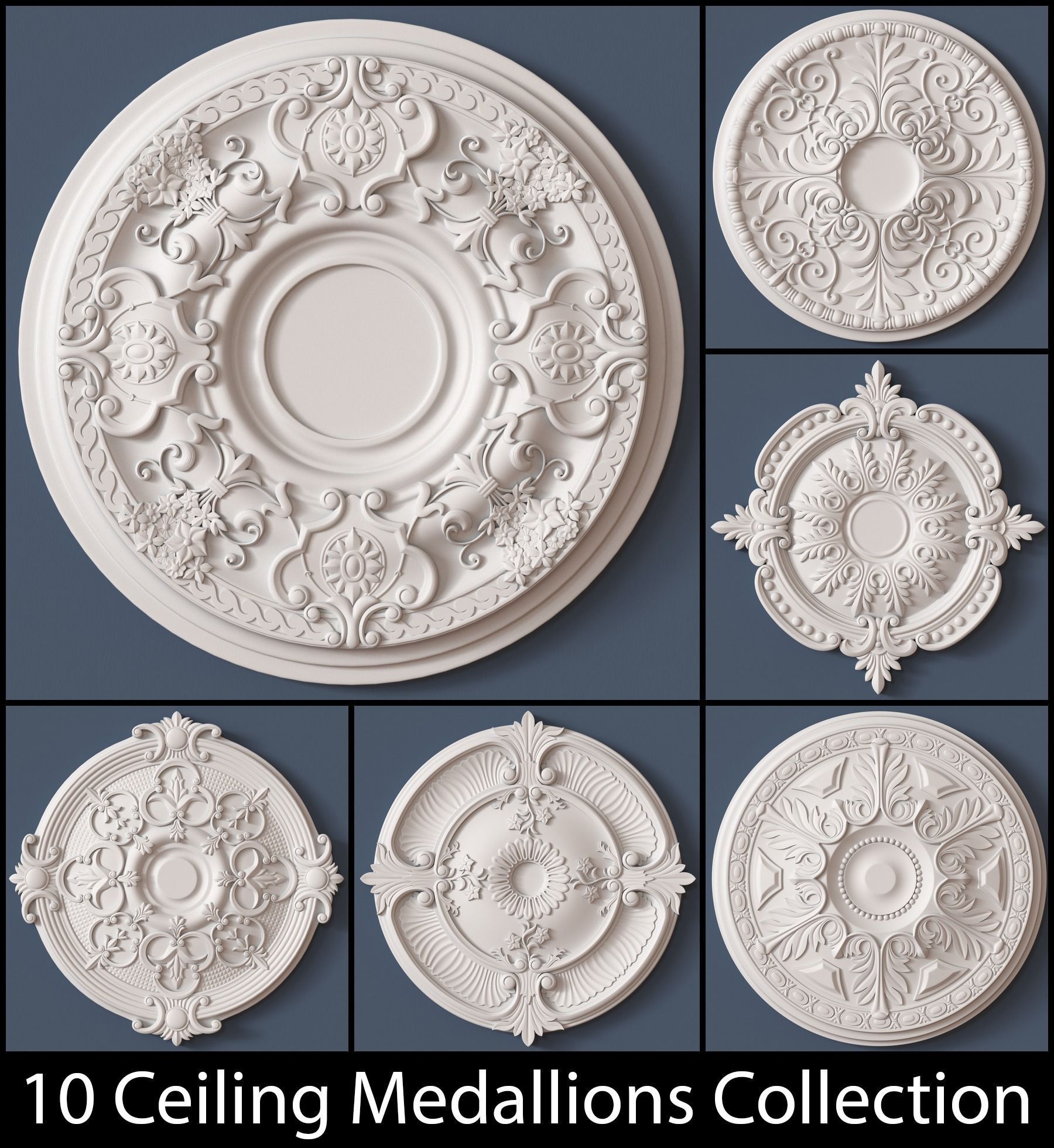 10 Ceiling Medallions Collection  3D model_0