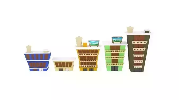 Wacky Buildings Low-poly 3D model