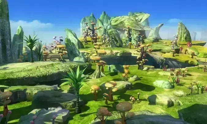 Cartoon Valley Scene  03