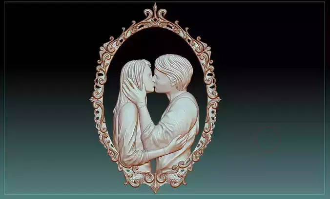 Kissing STL bas-relief