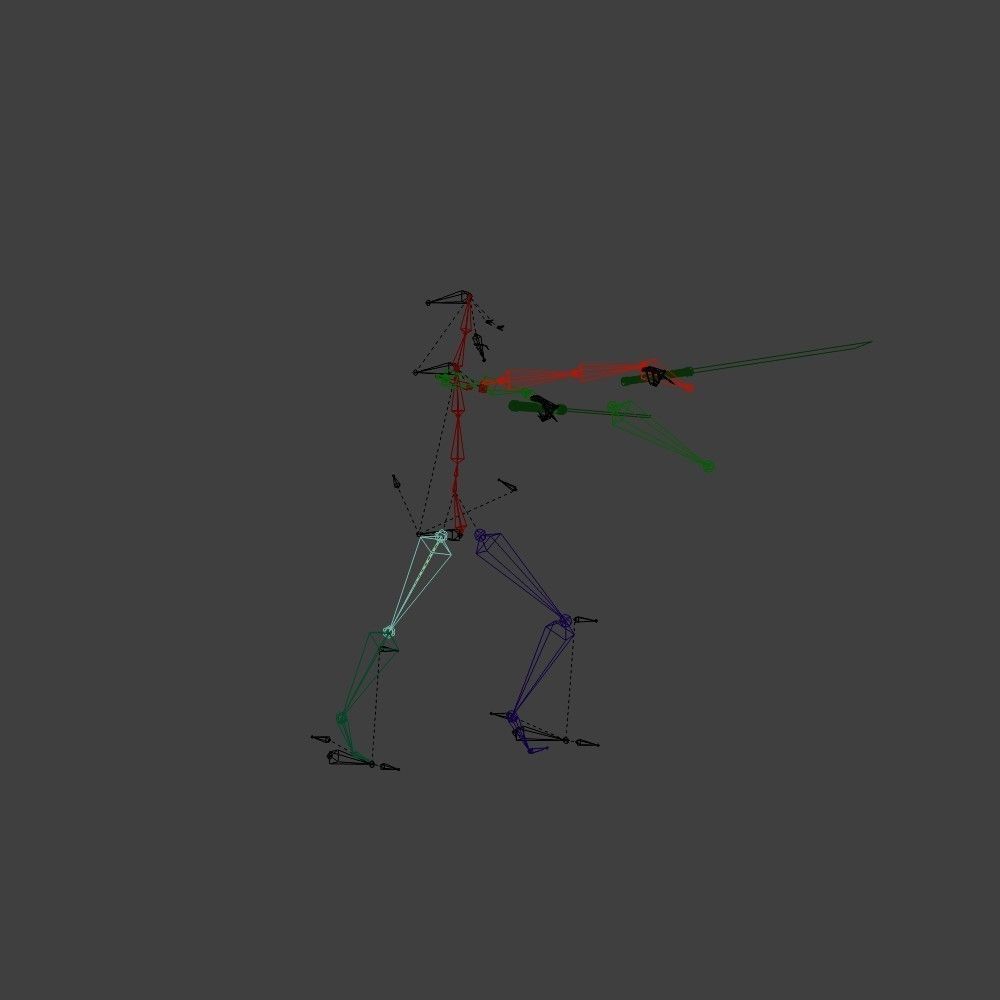 Eskeleton with a fight animation 3D model_6