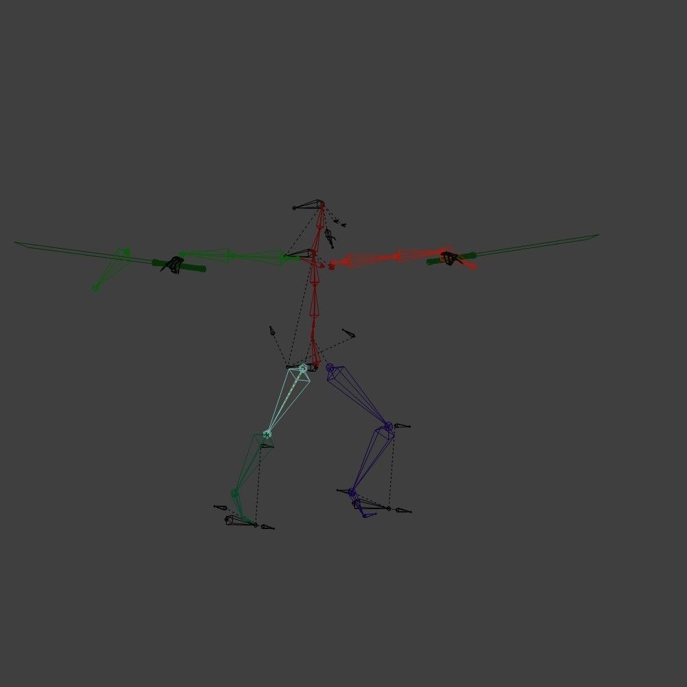 Eskeleton with a fight animation 3D model_7