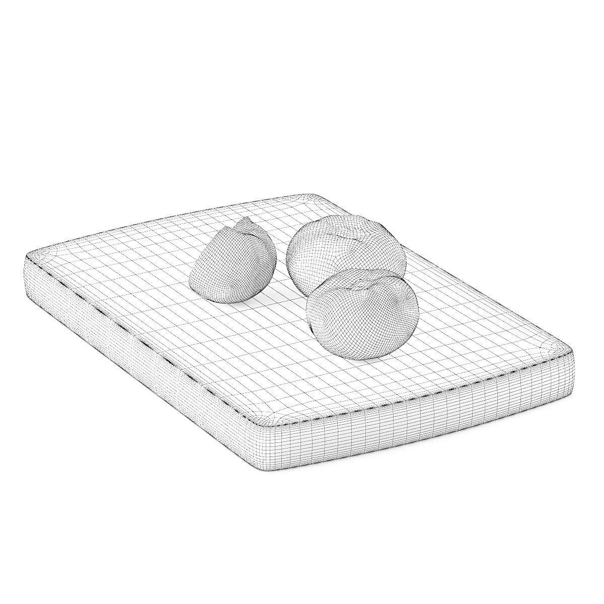 Tomatoes three on wooden cutting board 3D model_1